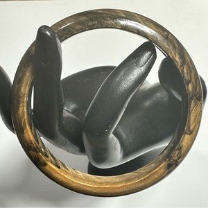 Brown & Beige Swirled Bangle Bracelet Plastic Retro Earthy Colors